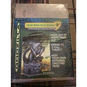 8 - GGI Godzilla 3D Pop-Out Greeting Card 1998 NEW SEALED 7 X 9 X 2 5/8"